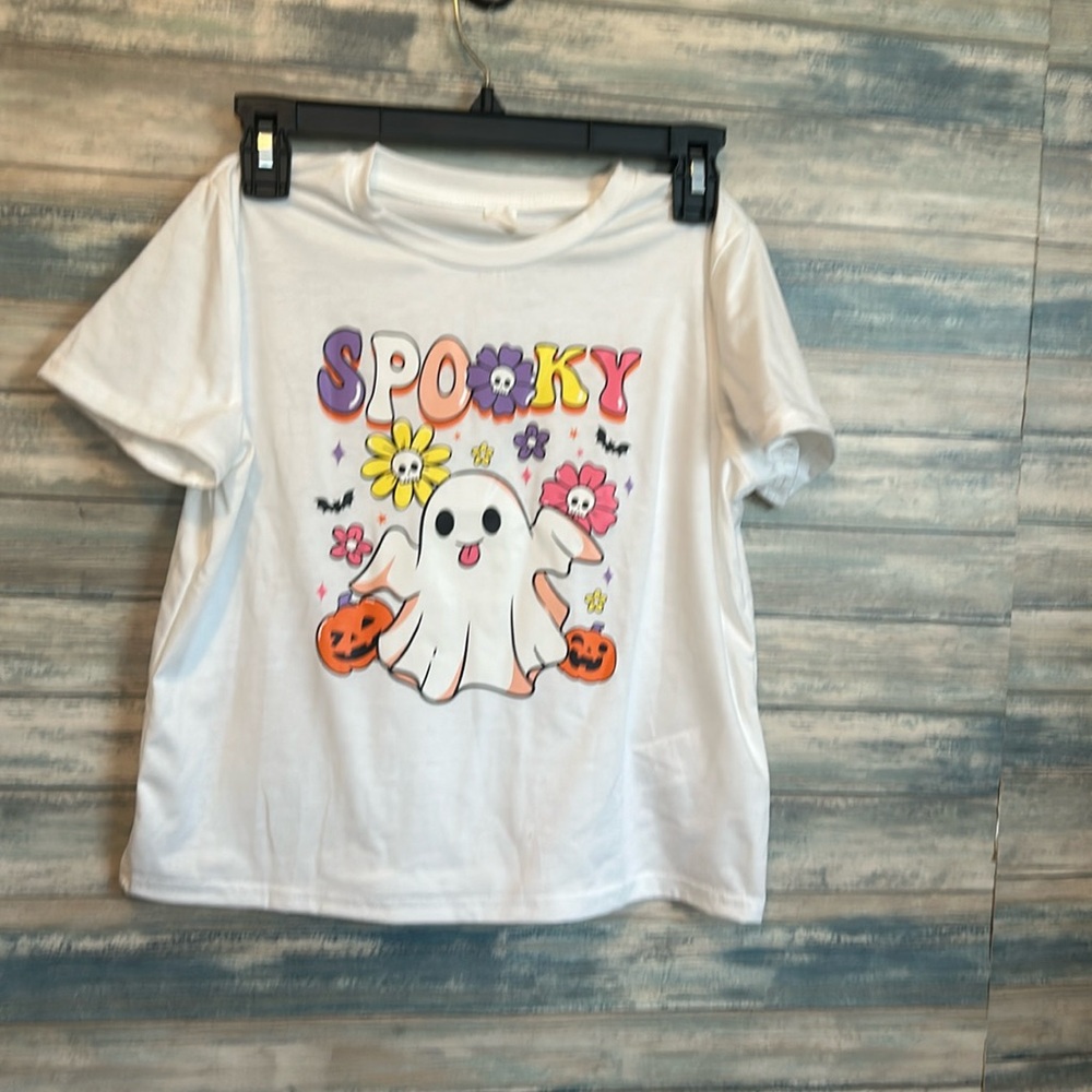 Halloween tee white with ghost
